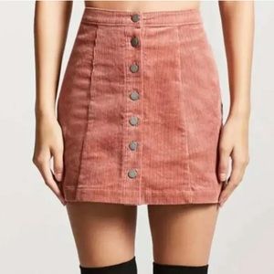 Pink Corduroy Velvet Button-up Mini Skirt